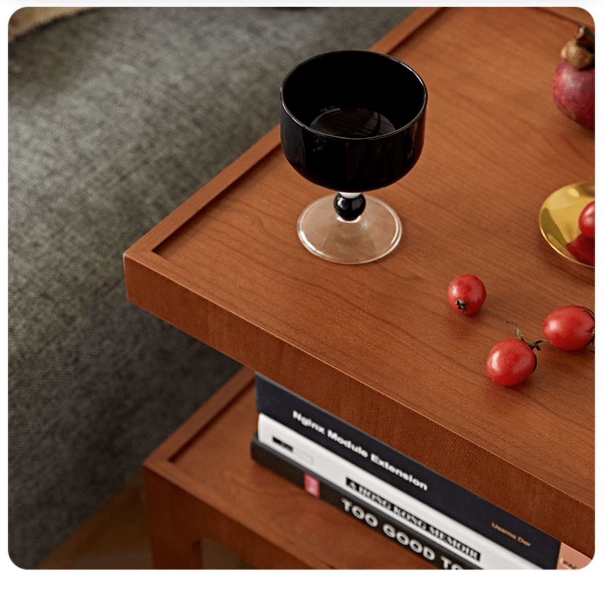 Stylish Light Brown Black Cherry Wood Tea Table - Durable Plywood Construction fmy-687