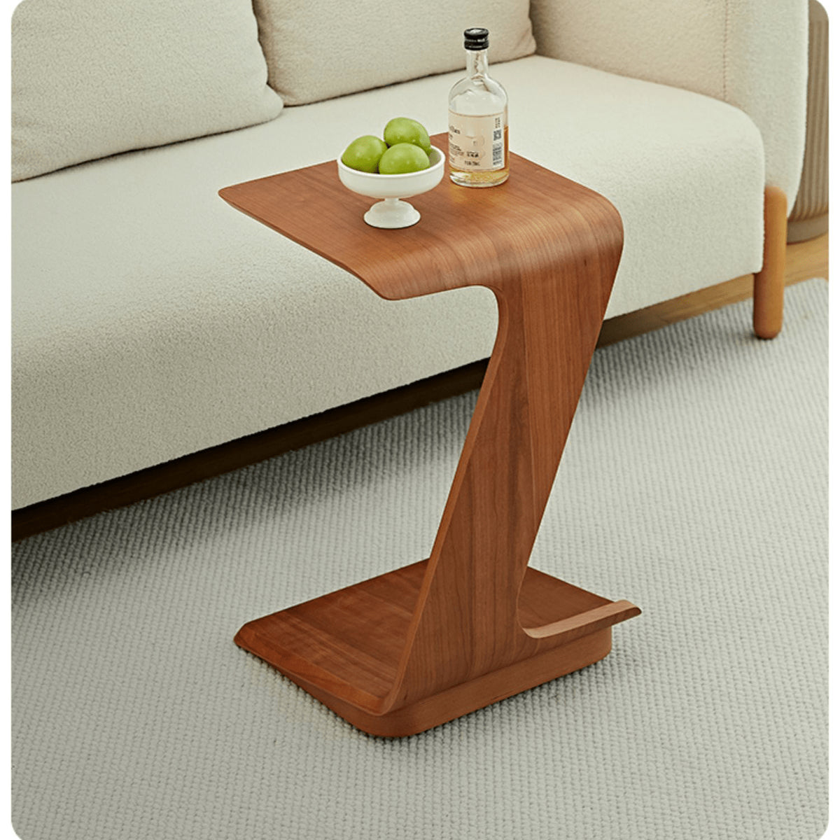 Elegant Light Brown & Black Cherry Wood Tea Table - Durable Plywood & Metal Construction with Nylon Accents fmy-691