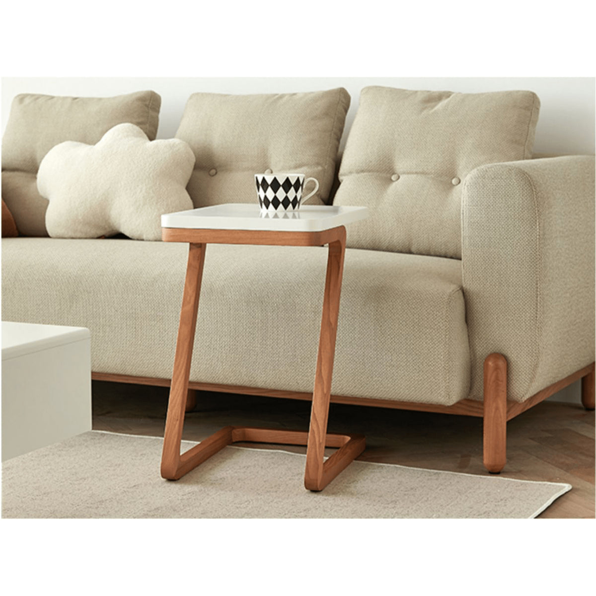 Elegant Natural Light Brown Tea Table – Solid & Laminated Wood Design fmy-693