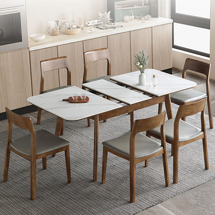 Elegant Brown Sintered Stone Table with Ash Wood Accents fnl-265