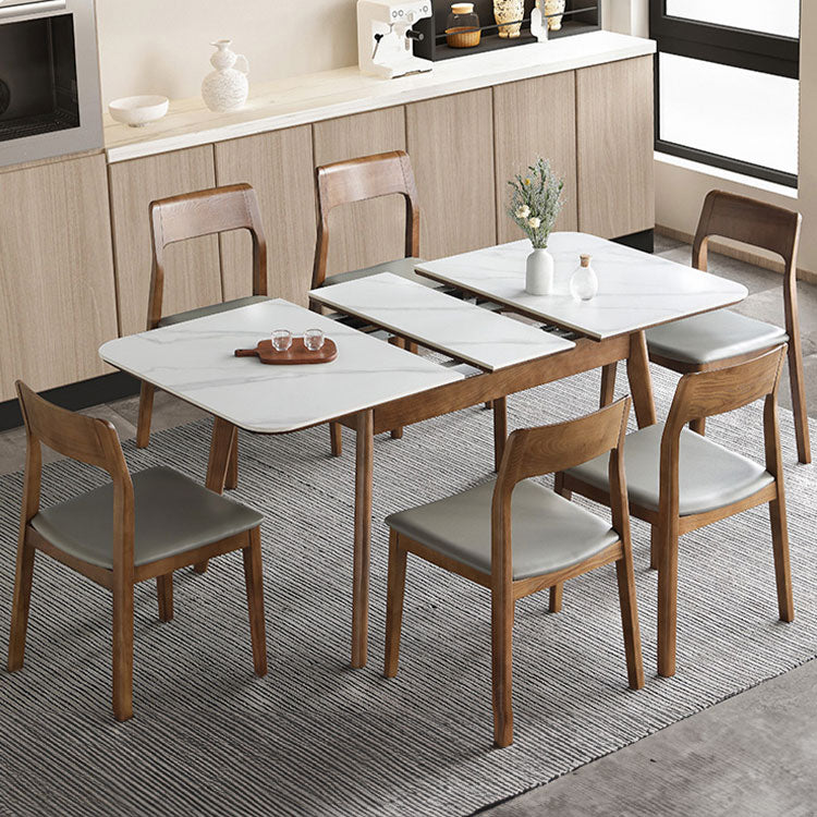 Elegant Brown Sintered Stone Table with Ash Wood Accents fnl-265