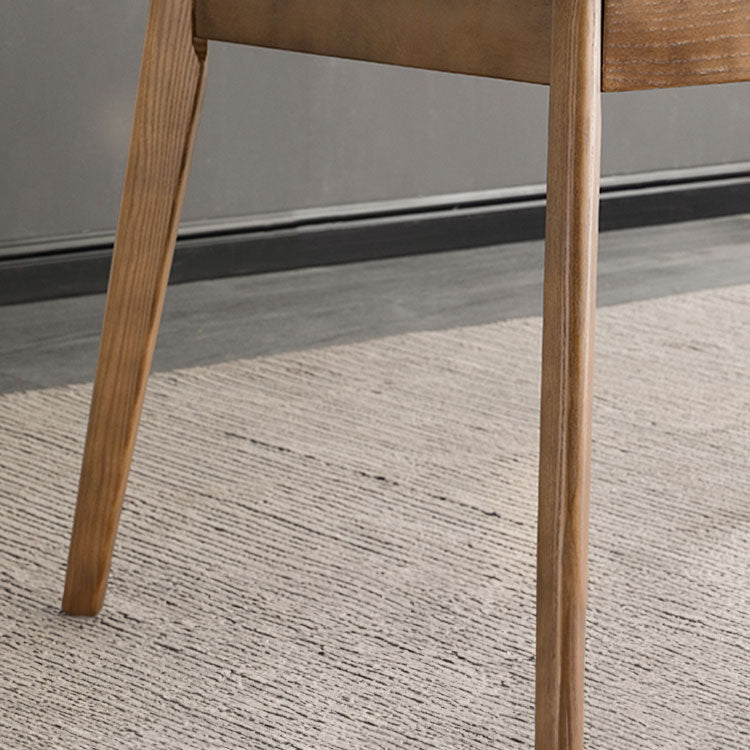 Elegant Brown Sintered Stone Table with Ash Wood Accents fnl-265