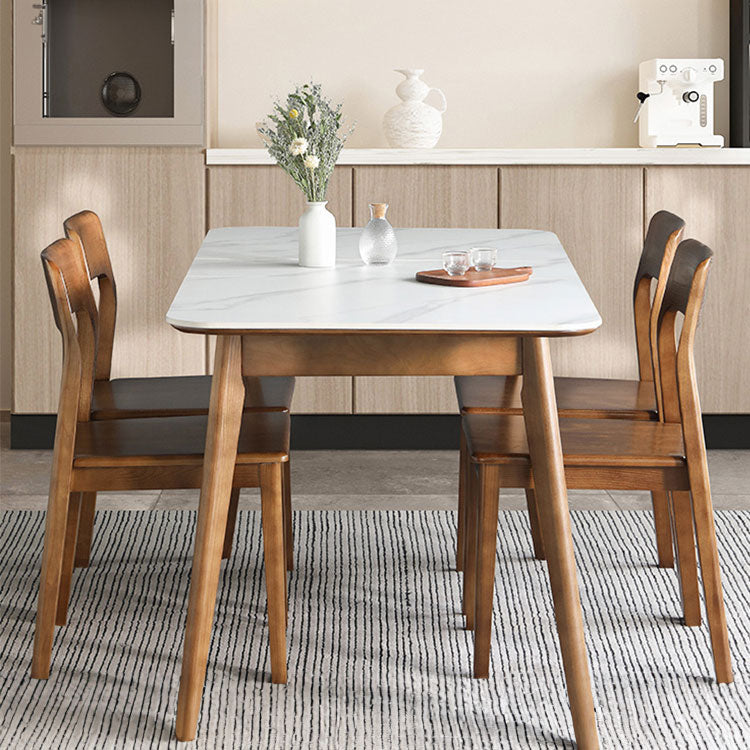 Elegant Brown Sintered Stone Table with Ash Wood Accents fnl-265