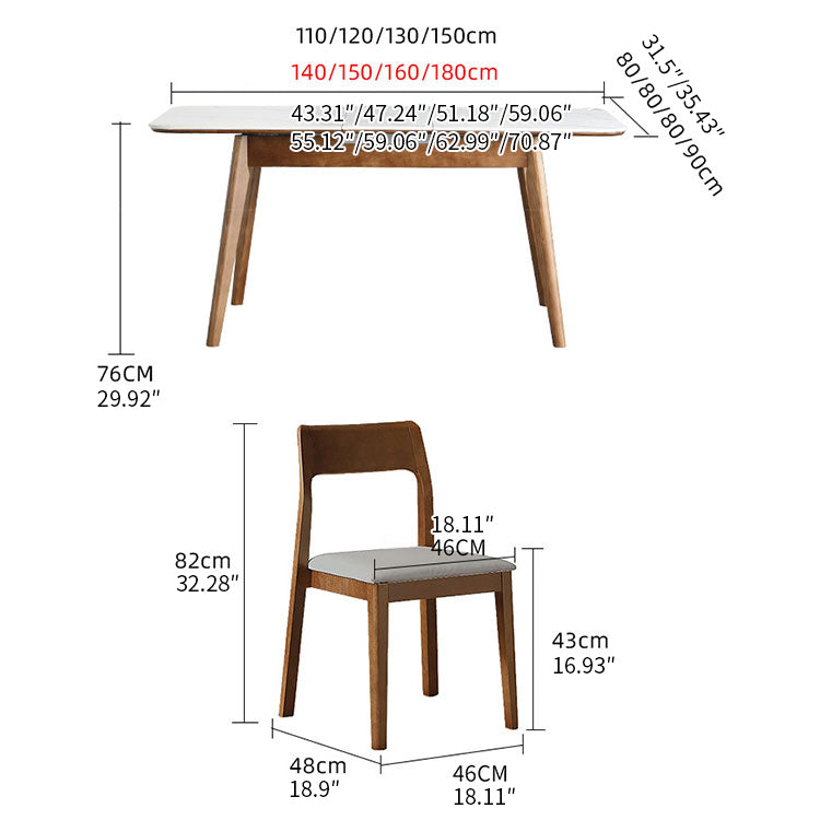 Elegant Brown Sintered Stone Table with Ash Wood Accents fnl-265