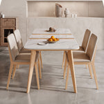 Elegant Natural Sintered Stone Coffee Table with Ash Wood Finish fnl-266