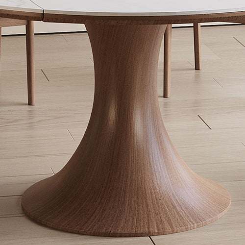Elegant Table with Brown Sintered Stone and Ash Wood Finish fnl-267