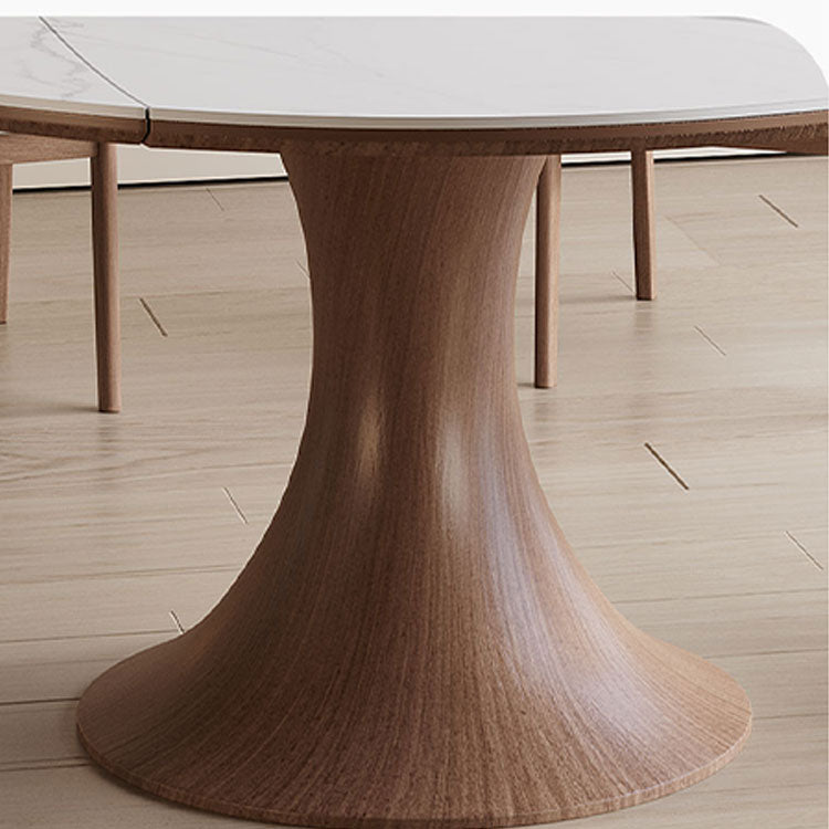 Elegant Table with Brown Sintered Stone and Ash Wood Finish fnl-267