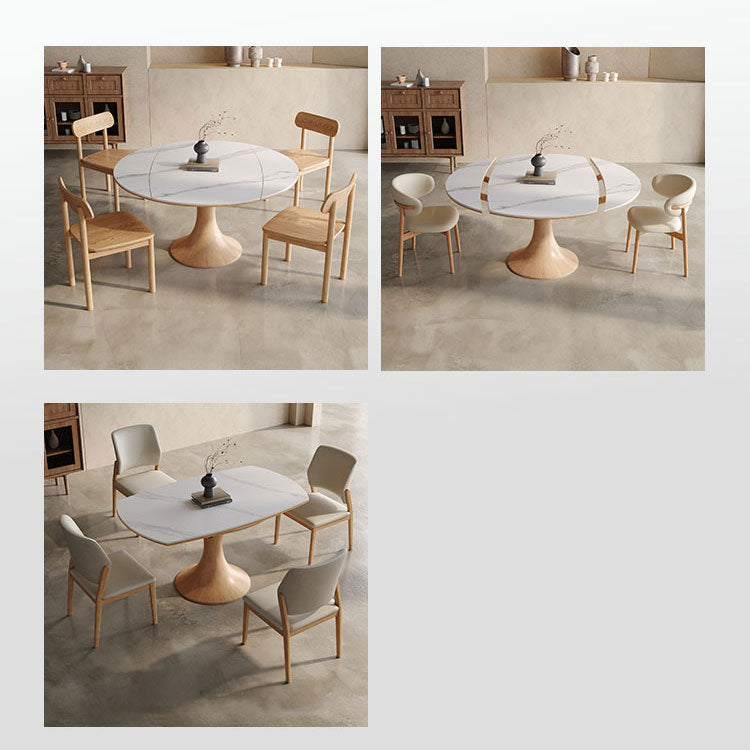 Elegant Natural Sintered Stone & Ash Wood Table - Timeless Design for Modern Homes fnl-268