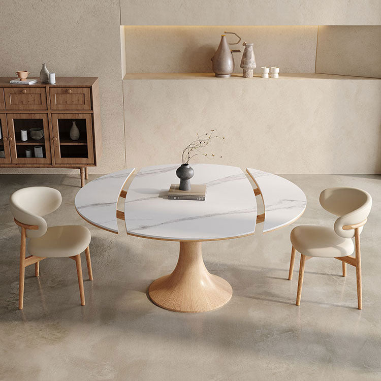 Elegant Natural Sintered Stone & Ash Wood Table - Timeless Design for Modern Homes fnl-268