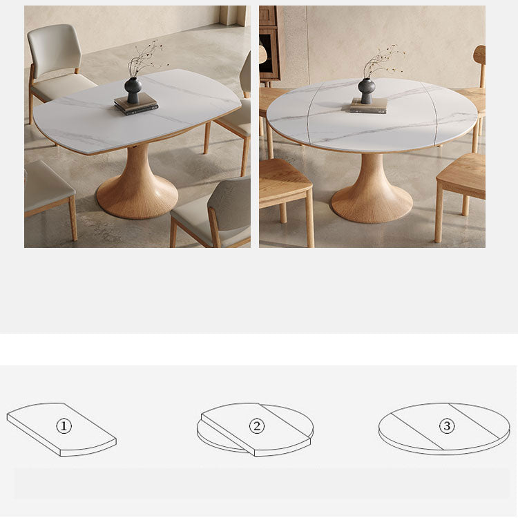 Elegant Natural Sintered Stone & Ash Wood Table - Timeless Design for Modern Homes fnl-268