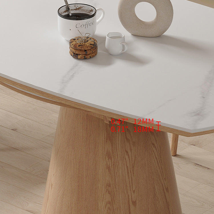 Elegant Brown Natural Sintered Stone Ash Wood Table - Modern Design fnl-269