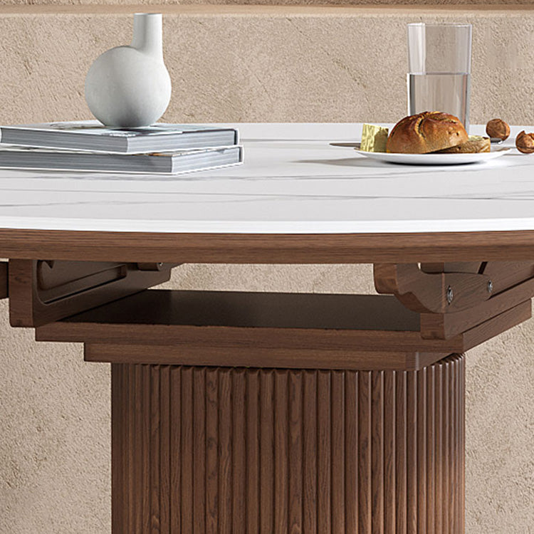 Elegant Natural Sintered Stone Table with Modern Ash Wood & Stainless Steel Accents fnl-271
