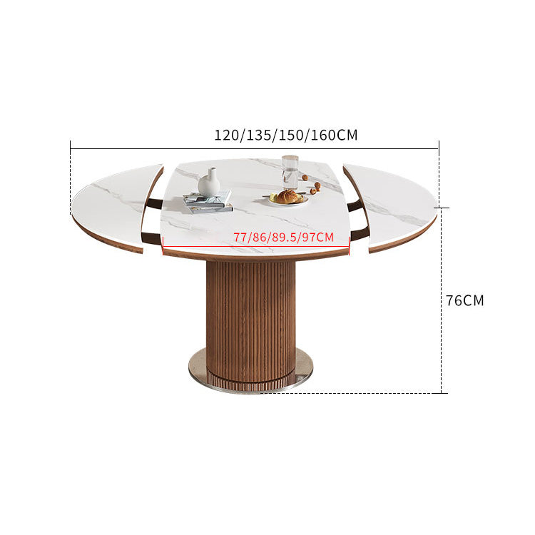 Elegant Natural Sintered Stone Table with Modern Ash Wood & Stainless Steel Accents fnl-271
