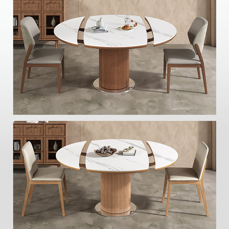Elegant Sintered Stone & Ash Wood Table with Sleek Stainless Steel Accents fnl-272