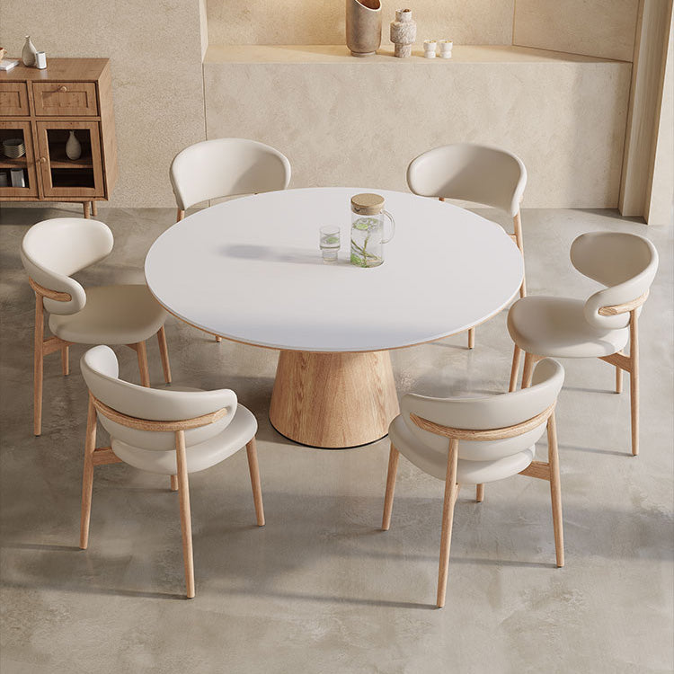 Elegant Dining Table with Natural Sintered Stone Top and Solid Wood Base fnl-274
