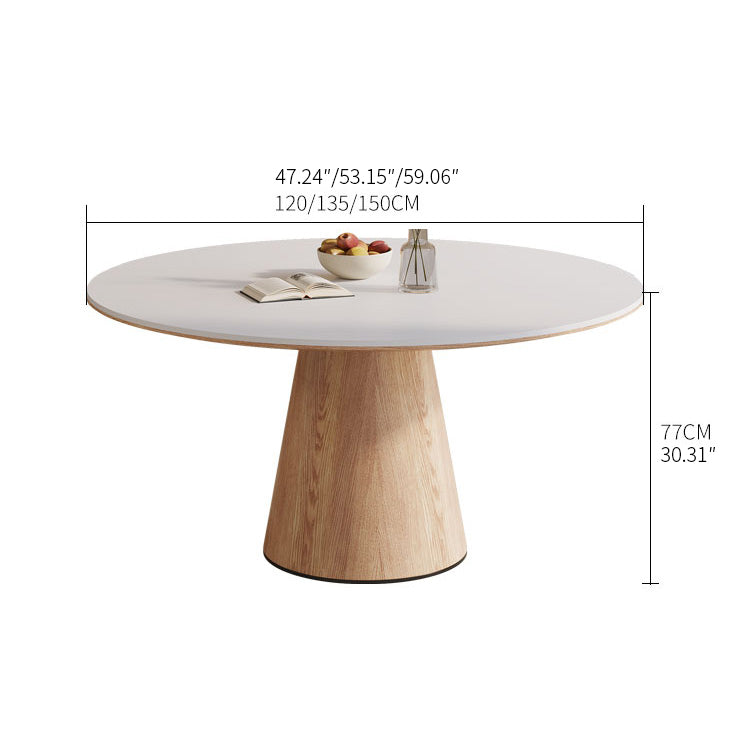 Elegant Dining Table with Natural Sintered Stone Top and Solid Wood Base fnl-274