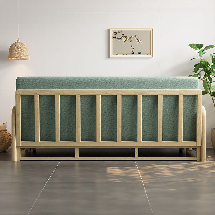 Modern Cotton-Linen Sofa in Elegant Green & Neutral Shades with Ash Wood Frame fnm-956