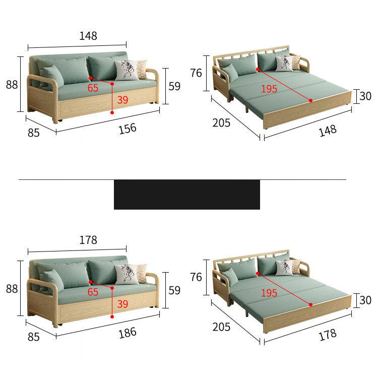 Modern Cotton-Linen Sofa in Elegant Green & Neutral Shades with Ash Wood Frame fnm-956