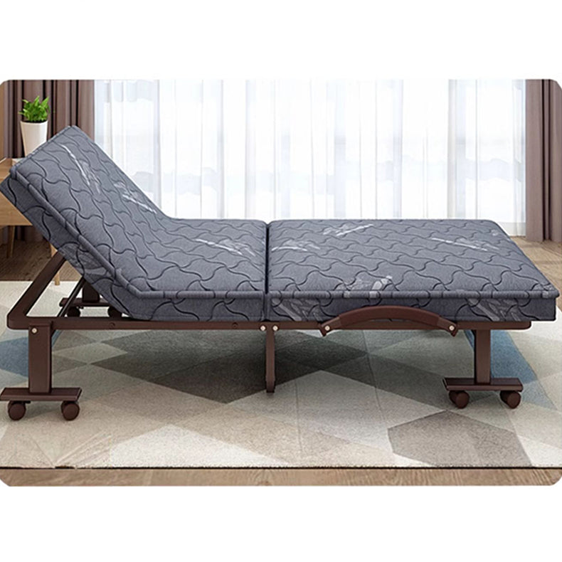 Luxurious Dark Brown Latex Suede Fabric Bed - Elegant Grey Design foltm-1556