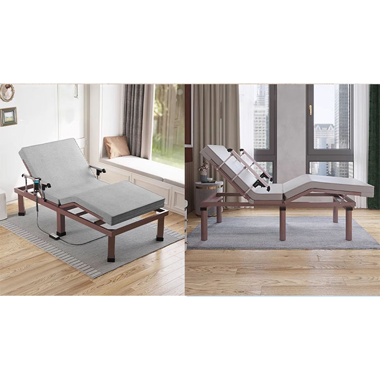 Elegant Grey-Green Solid Wood Bed with Cotton and Linen Upholstery - Coconut Palm Finish foltm-1561