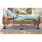 Elegant Grey-Green Solid Wood Bed with Cotton and Linen Upholstery - Coconut Palm Finish foltm-1561