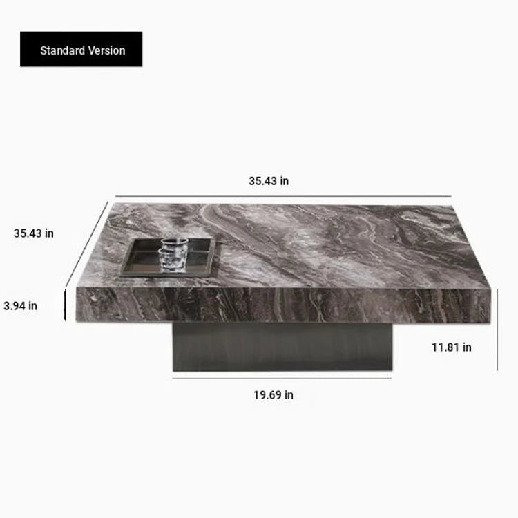 Elegant Ceramic Sintered Stone Coffee Table with Multi-layer Design and Stainless Steel Accents – Modern Living Room Centerpiece fplk-5022