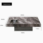 Elegant Ceramic Sintered Stone Coffee Table with Multi-layer Design and Stainless Steel Accents – Modern Living Room Centerpiece fplk-5022
