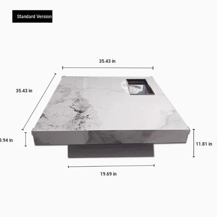 Elegant Ceramic Sintered Stone Coffee Table with Multi-layer Design and Stainless Steel Accents – Modern Living Room Centerpiece fplk-5022