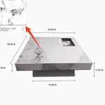 Elegant Ceramic Sintered Stone Coffee Table with Multi-layer Design and Stainless Steel Accents – Modern Living Room Centerpiece fplk-5022