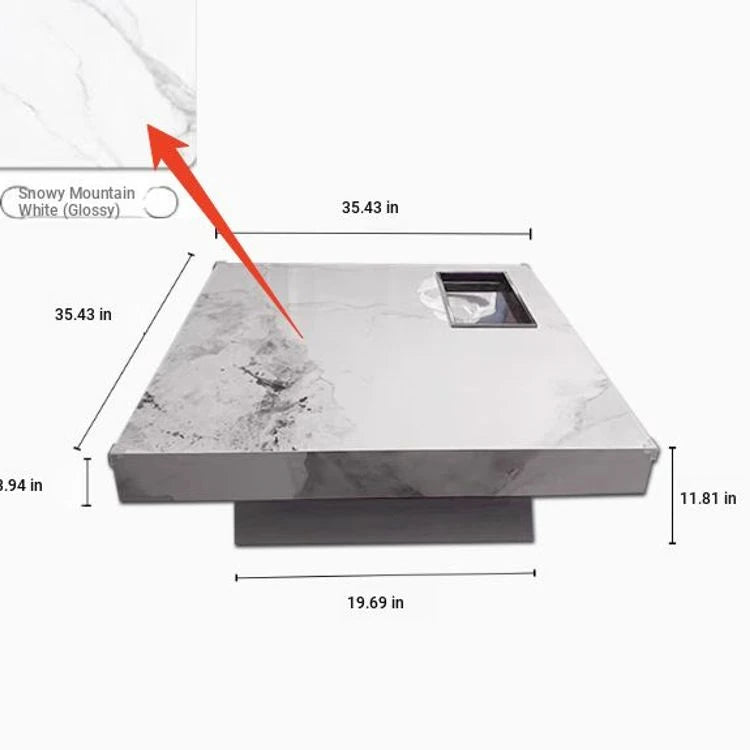 Elegant Ceramic Sintered Stone Coffee Table with Multi-layer Design and Stainless Steel Accents – Modern Living Room Centerpiece fplk-5022