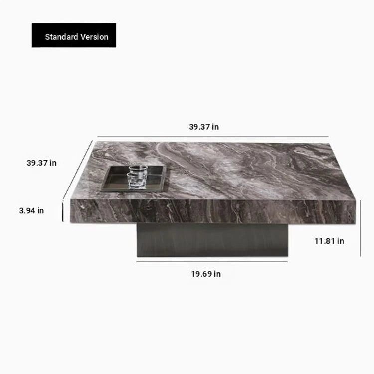 Elegant Ceramic Sintered Stone Coffee Table with Multi-layer Design and Stainless Steel Accents – Modern Living Room Centerpiece fplk-5022