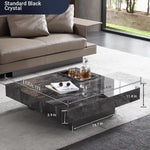 Elegant Ceramic Sintered Stone Coffee Table with Multi-layer Design and Stainless Steel Accents – Modern Living Room Centerpiece fplk-5022