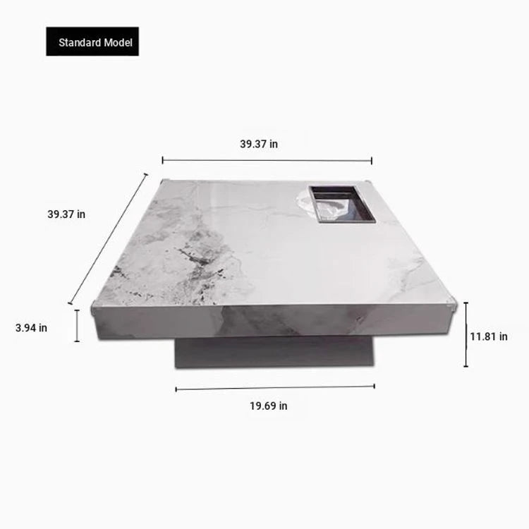 Elegant Ceramic Sintered Stone Coffee Table with Multi-layer Design and Stainless Steel Accents – Modern Living Room Centerpiece fplk-5022