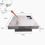 Elegant Ceramic Sintered Stone Coffee Table with Multi-layer Design and Stainless Steel Accents – Modern Living Room Centerpiece fplk-5022