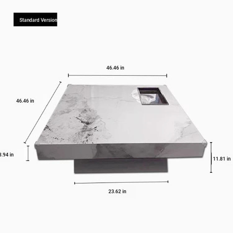 Elegant Ceramic Sintered Stone Coffee Table with Multi-layer Design and Stainless Steel Accents – Modern Living Room Centerpiece fplk-5022