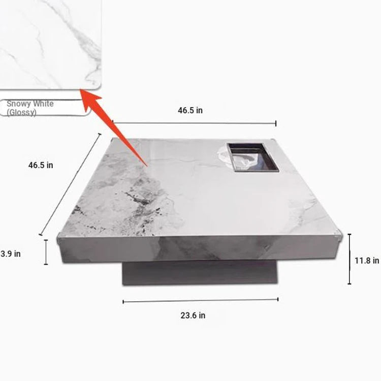 Elegant Ceramic Sintered Stone Coffee Table with Multi-layer Design and Stainless Steel Accents – Modern Living Room Centerpiece fplk-5022