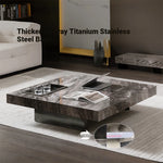 Elegant Ceramic Sintered Stone Coffee Table with Multi-layer Design and Stainless Steel Accents – Modern Living Room Centerpiece fplk-5022