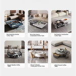 Elegant Ceramic Sintered Stone Coffee Table with Multi-layer Design and Stainless Steel Accents – Modern Living Room Centerpiece fplk-5022