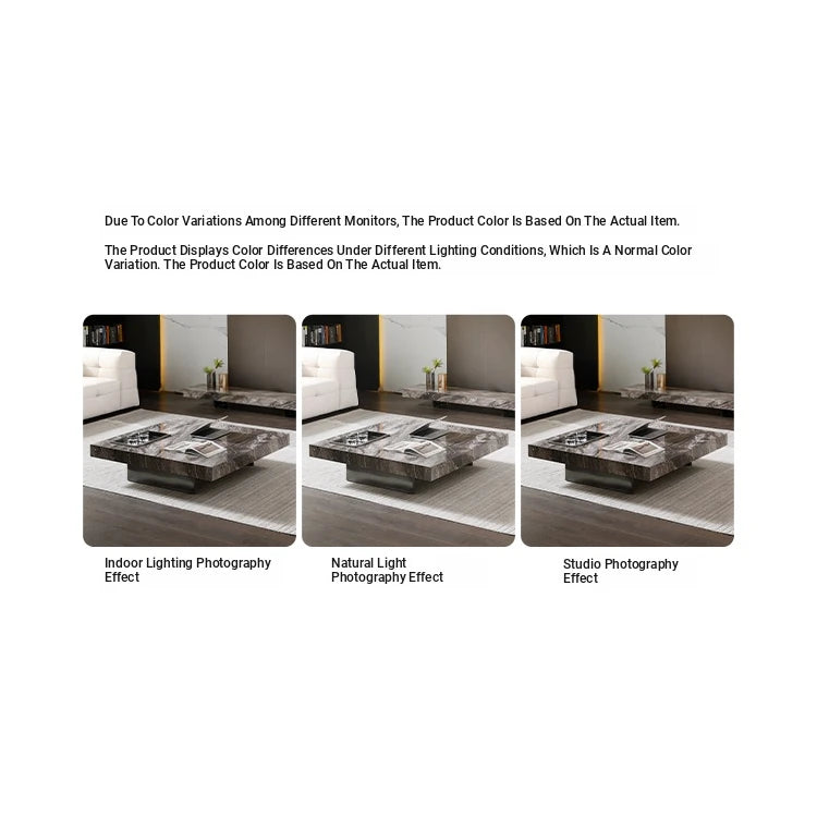 Elegant Ceramic Sintered Stone Coffee Table with Multi-layer Design and Stainless Steel Accents – Modern Living Room Centerpiece fplk-5022