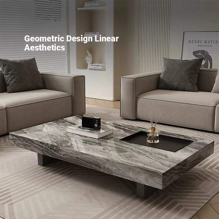 Modern Ceramic Sintered Stone Tea Table with Stylish Multi-Layer Design – Elegant Home Furniture for Living Room fplk-5023