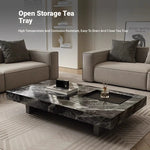 Modern Ceramic Sintered Stone Tea Table with Stylish Multi-Layer Design – Elegant Home Furniture for Living Room fplk-5023