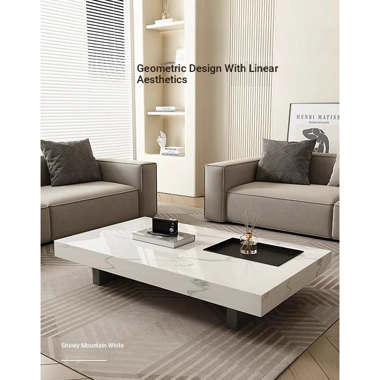 Modern Ceramic Sintered Stone Tea Table with Stylish Multi-Layer Design – Elegant Home Furniture for Living Room fplk-5023