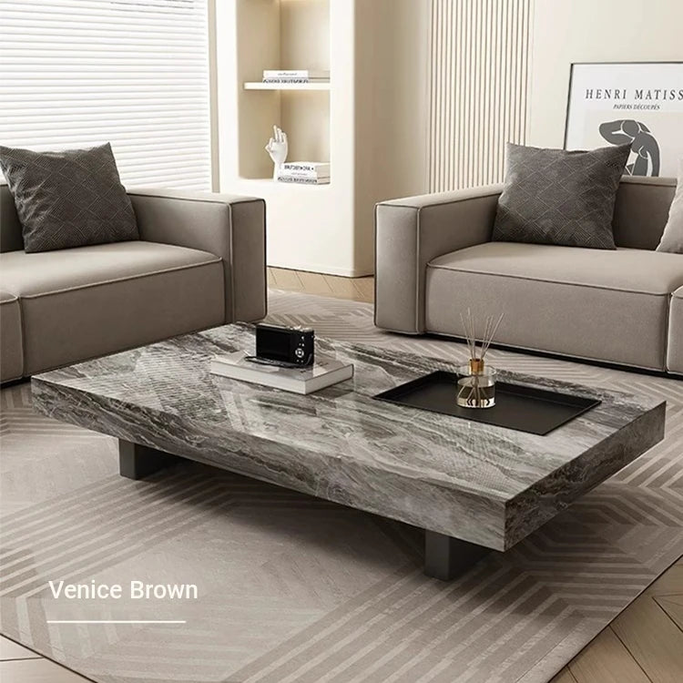 Modern Ceramic Sintered Stone Tea Table with Stylish Multi-Layer Design – Elegant Home Furniture for Living Room fplk-5023