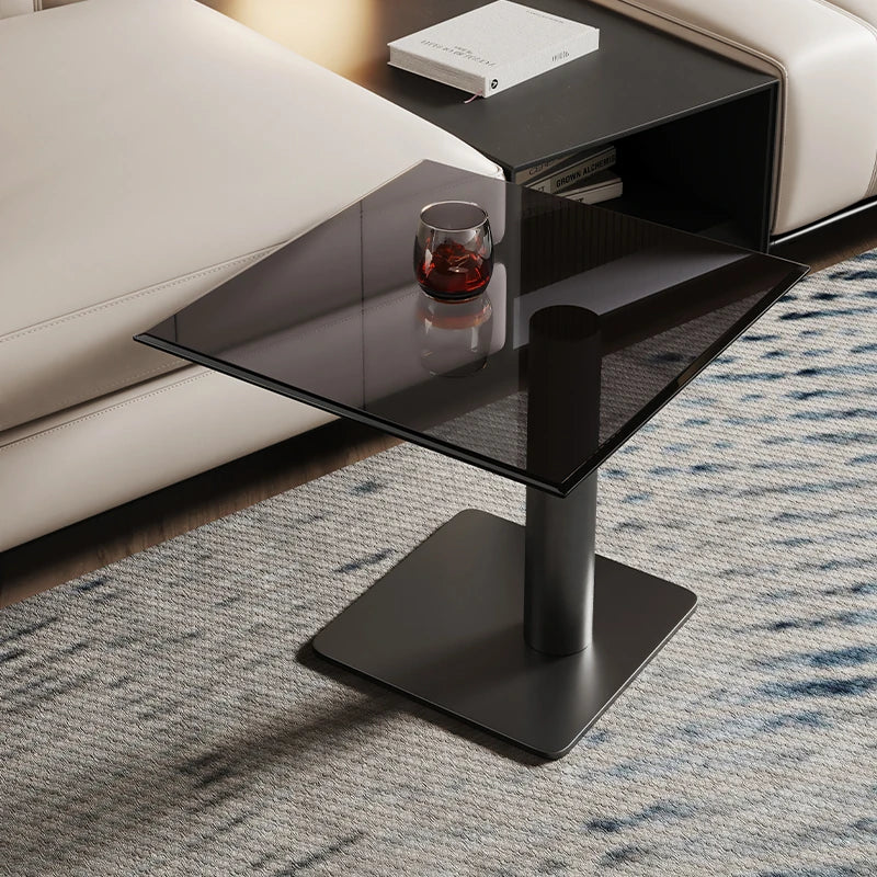 Sleek Modern Tempered Glass Tea Table – Stylish Square Accent Table for Living Room fplk-5024