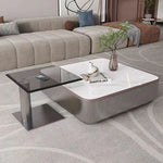 Sleek Modern Tempered Glass Tea Table – Stylish Square Accent Table for Living Room fplk-5024