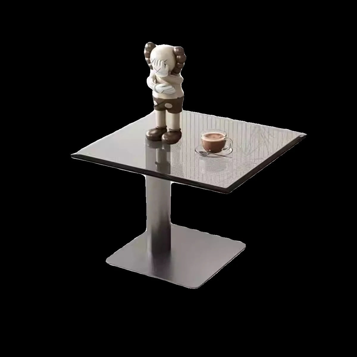 Sleek Modern Tempered Glass Tea Table – Stylish Square Accent Table for Living Room fplk-5024