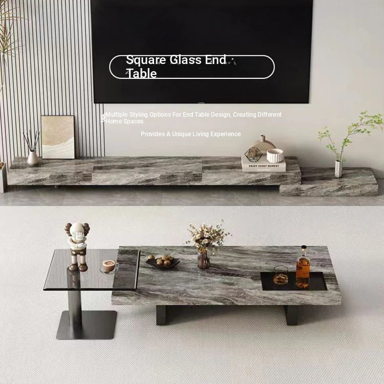 Sleek Modern Tempered Glass Tea Table – Stylish Square Accent Table for Living Room fplk-5024