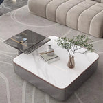 Sleek Modern Tempered Glass Tea Table – Stylish Square Accent Table for Living Room fplk-5024