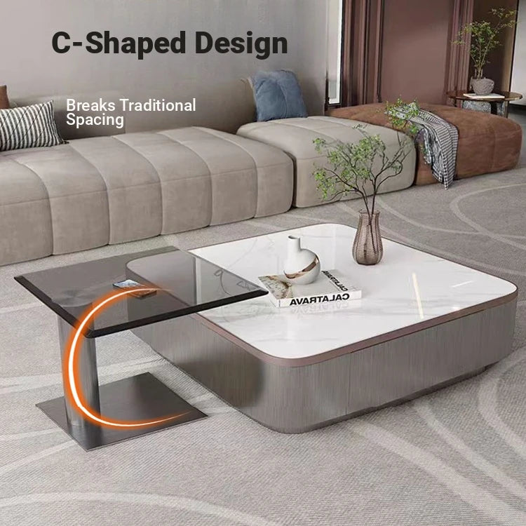 Sleek Modern Tempered Glass Tea Table – Stylish Square Accent Table for Living Room fplk-5024