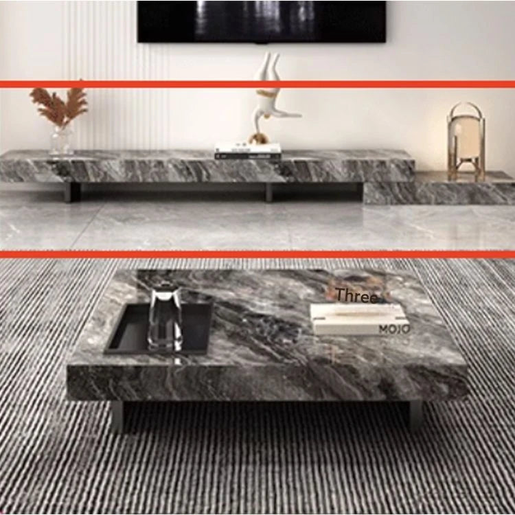 Modern Ceramic Sintered Stone TV Cabinet - Elegant Multi-layer Board Entertainment Unit for Stylish Living Rooms fplk-5025